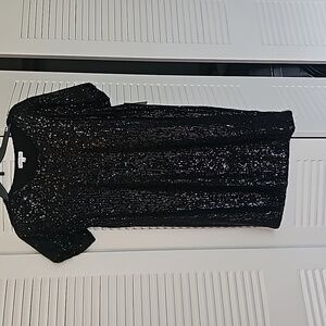Ophelia Roe Long Black Sequin Shirt